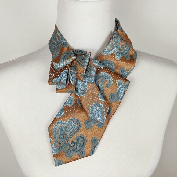 Paisley Ascot - Formal Neck Tie Scarf - Eco Scarf - Ascot Tie - Wedding Ascot - Picture 5 of 7